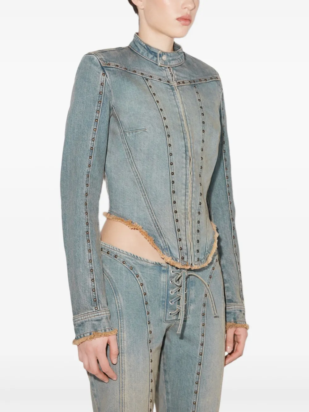 Misbhv Sunset Stud-embellished Denim Jacket In Blue
