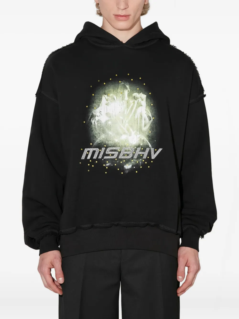 Misbhv Crystal-embellished Graphic Hoodie In Black