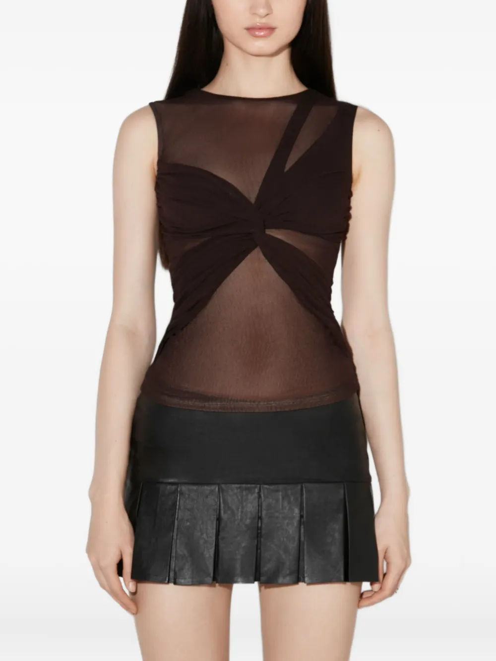 Misbhv Tied Sleeveless Top In Brown