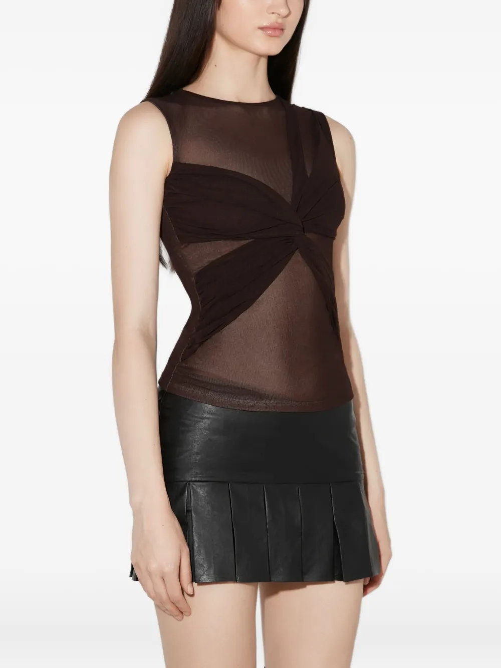 Misbhv Tied Sleeveless Top In Brown