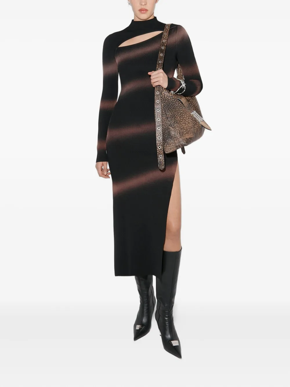 MISBHV striped cut-out knitted dress - Zwart