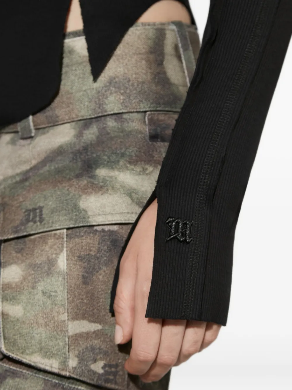 Misbhv Zipped Ribbed Long-sleeve Cardigan In Blue