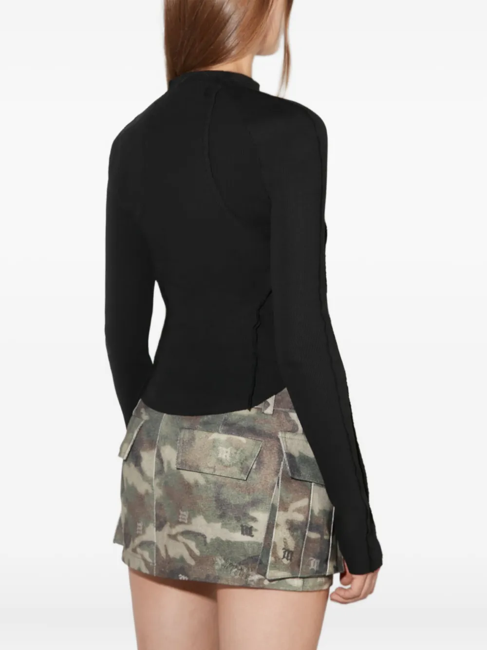 Misbhv Zipped Ribbed Long-sleeve Cardigan In Blue