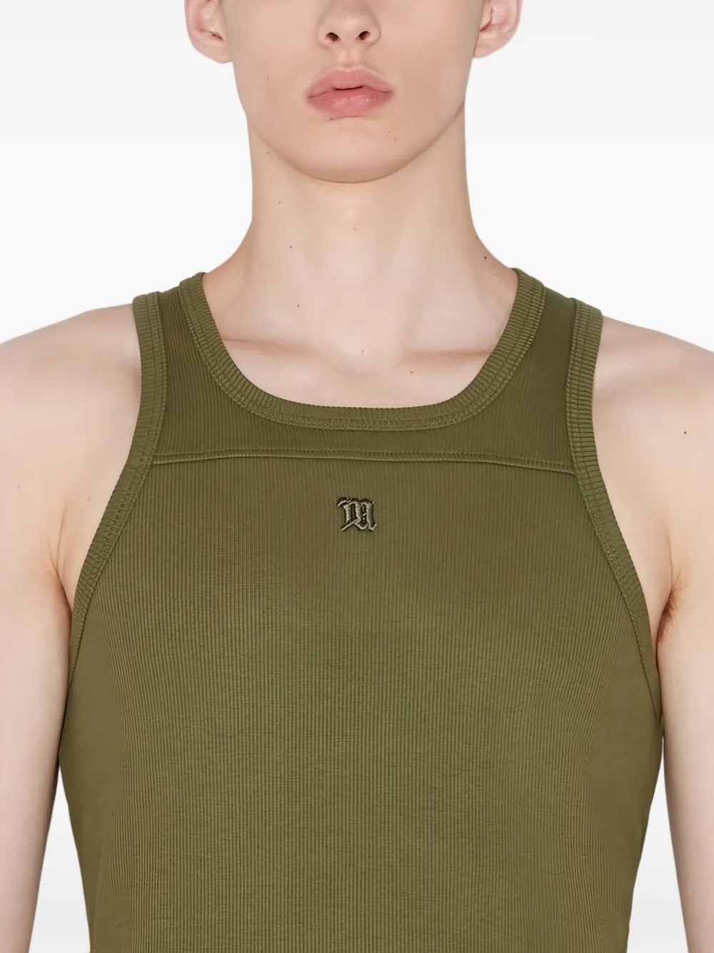 Misbhv Logo-embroidered Crew-neck Tank Top In Green