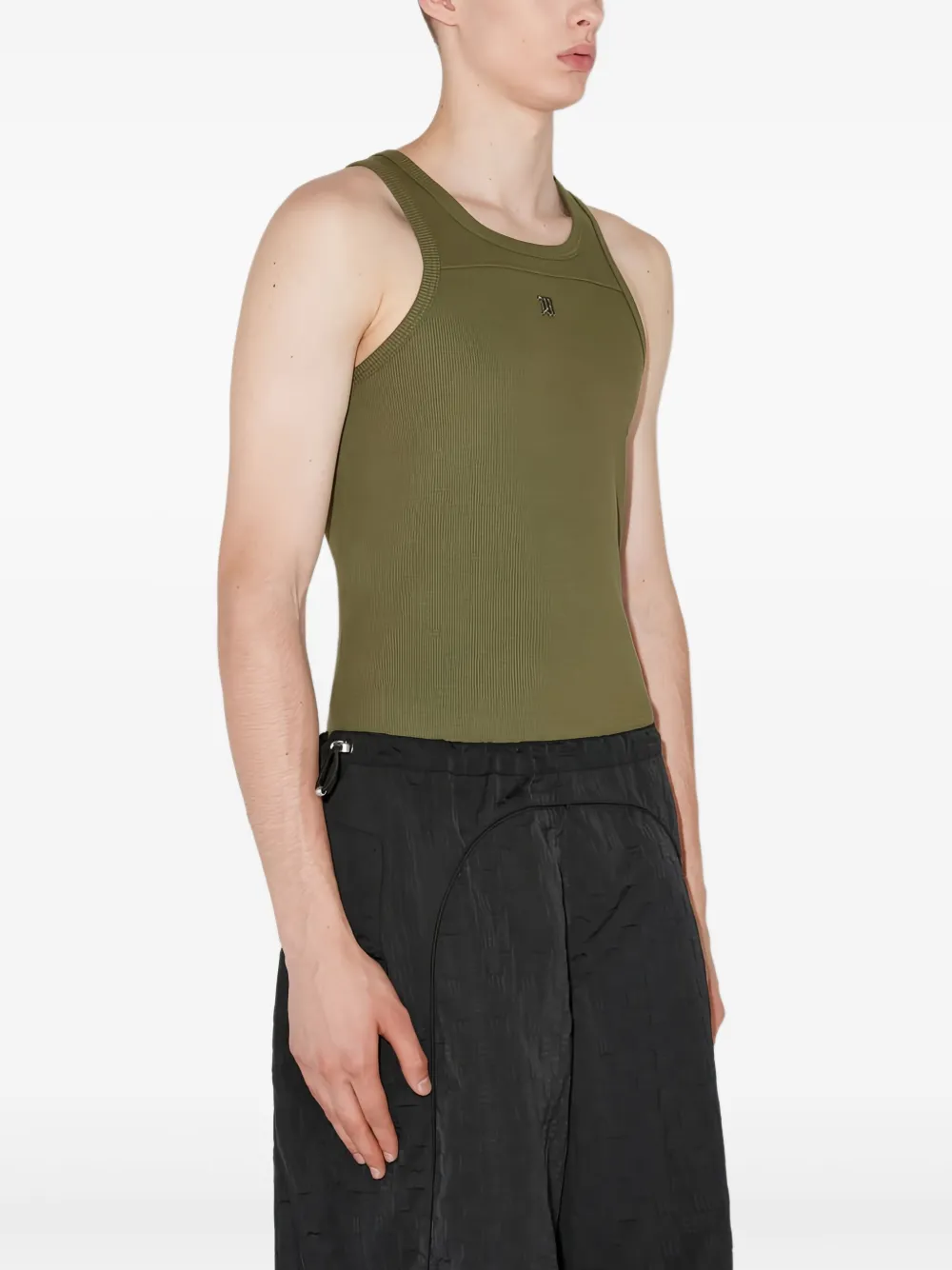 Misbhv Logo-embroidered Crew-neck Tank Top In Green