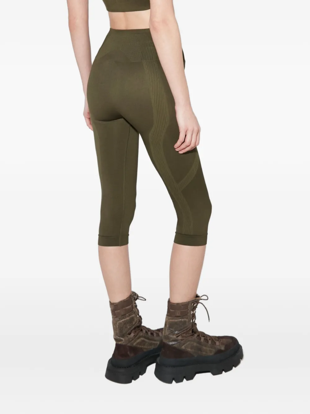 MISBHV Gestreepte capri legging met jacquard logo Groen