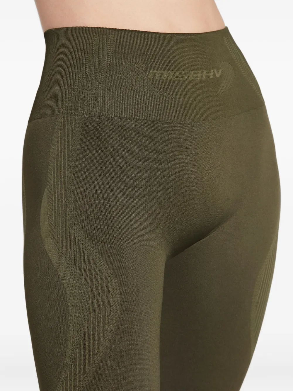 MISBHV Gestreepte capri legging met jacquard logo Groen