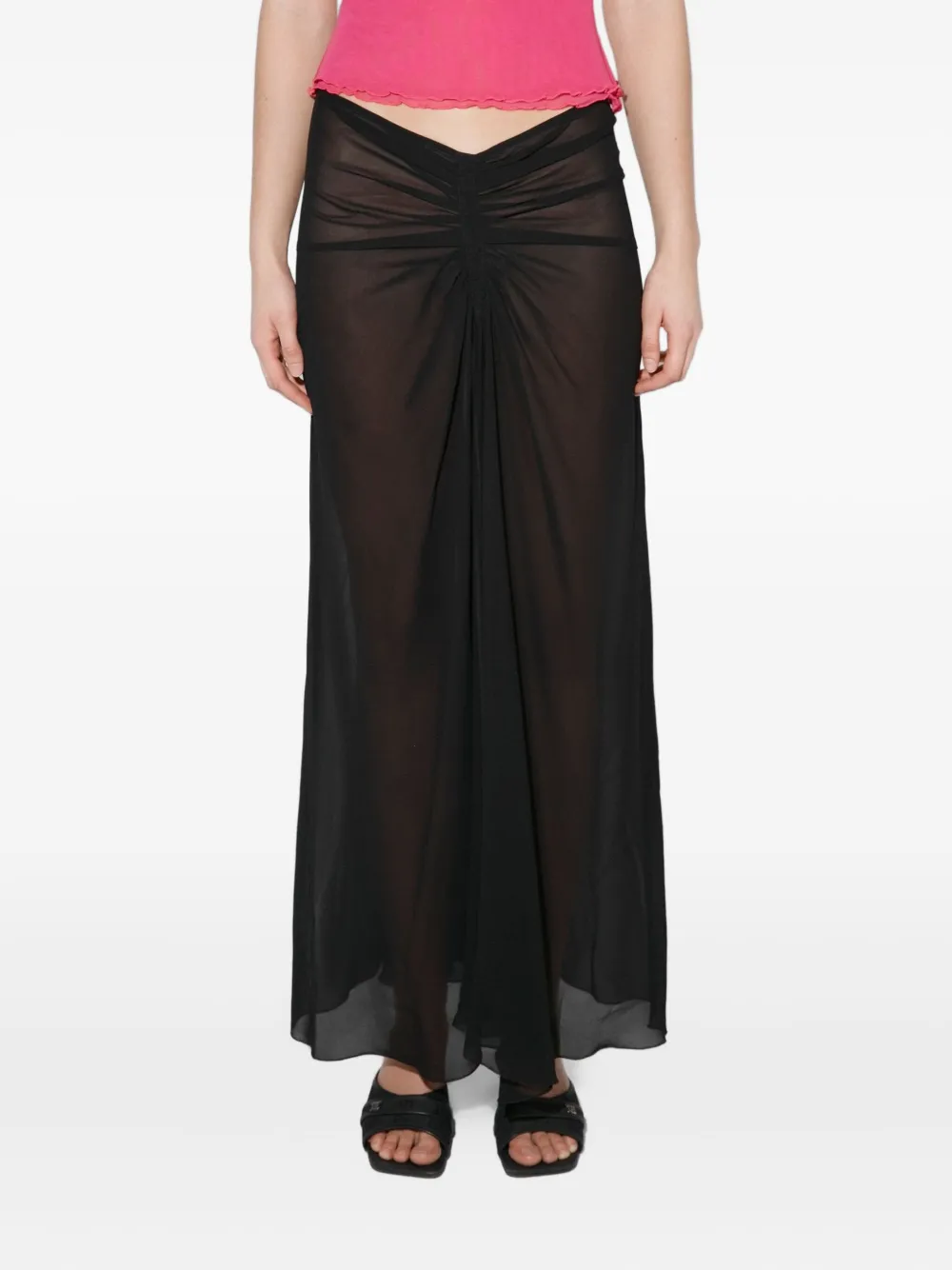 MISBHV ruching chiffon maxi skirt | Black | Image 1