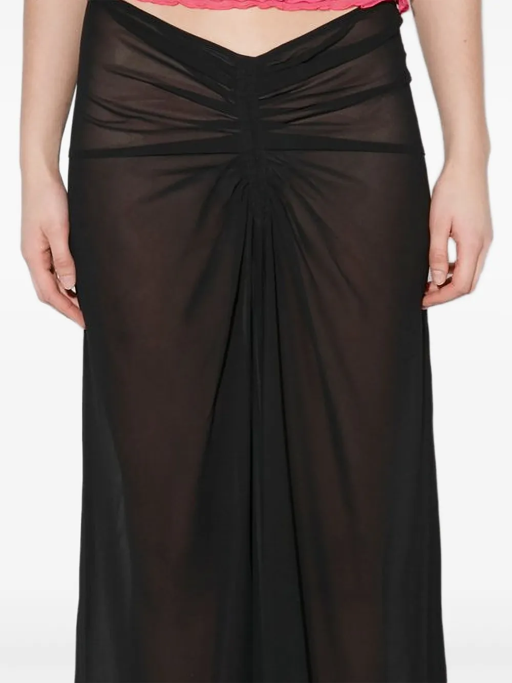 MISBHV Chiffon maxi-rok met ruches Zwart