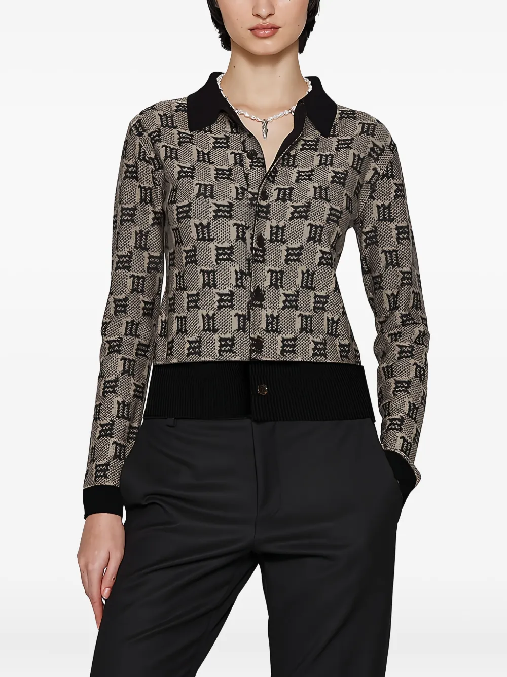 MISBHV monogram-pattern cardigan | Black | Image 1