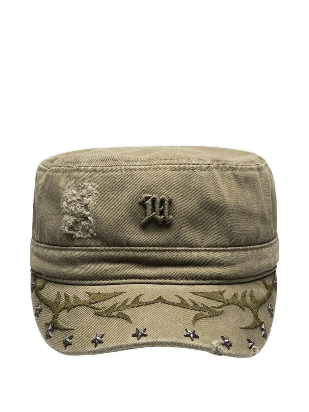 MISBHV Cappello da baseball con ricamo ed effetto vissuto - Verde