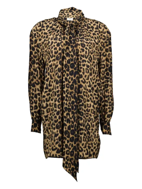 Saint Laurent leopard-print tie-detail dress
