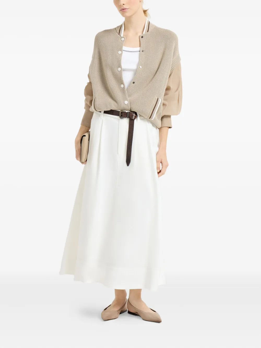 Brunello Cucinelli Midi-rok met Monili-detail - Wit