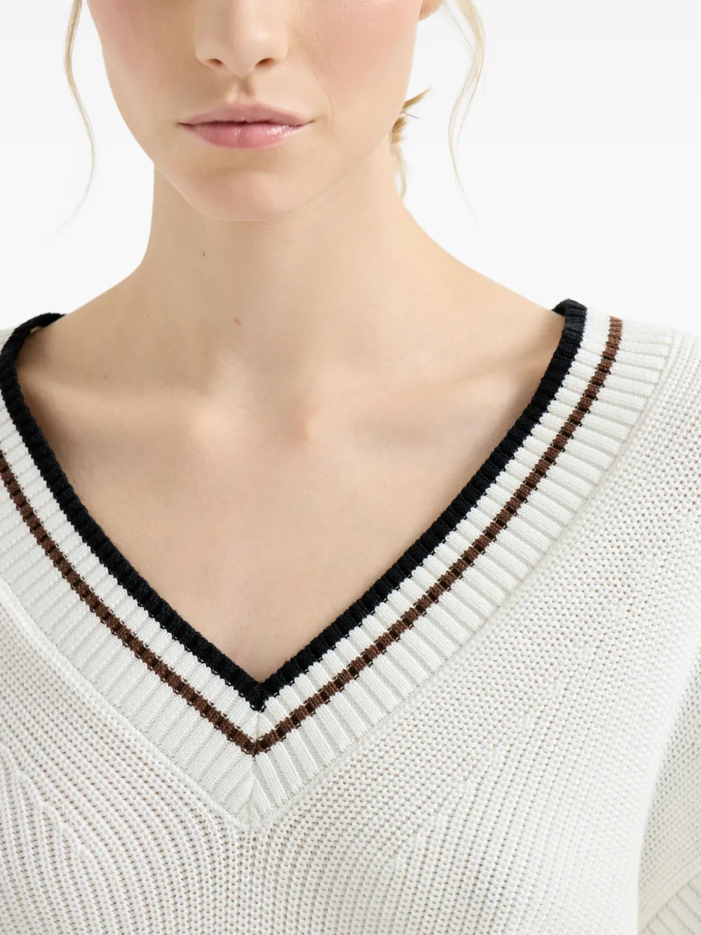 Brunello Cucinelli Trui met organza mouwen Wit