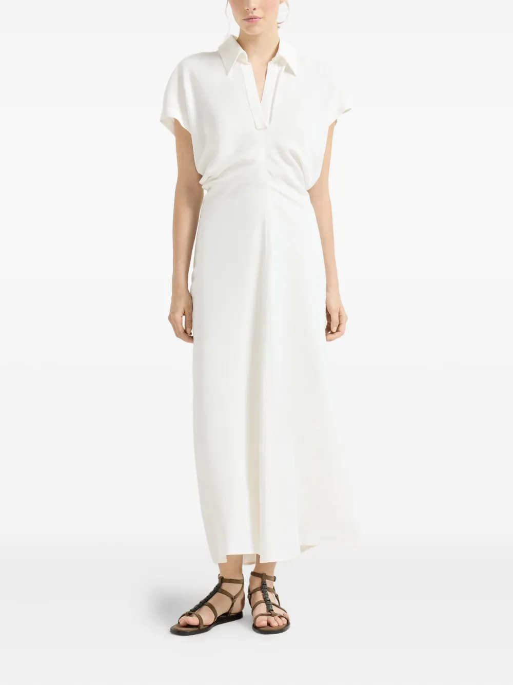Brunello Cucinelli Maxi-jurk met monili detail - Wit