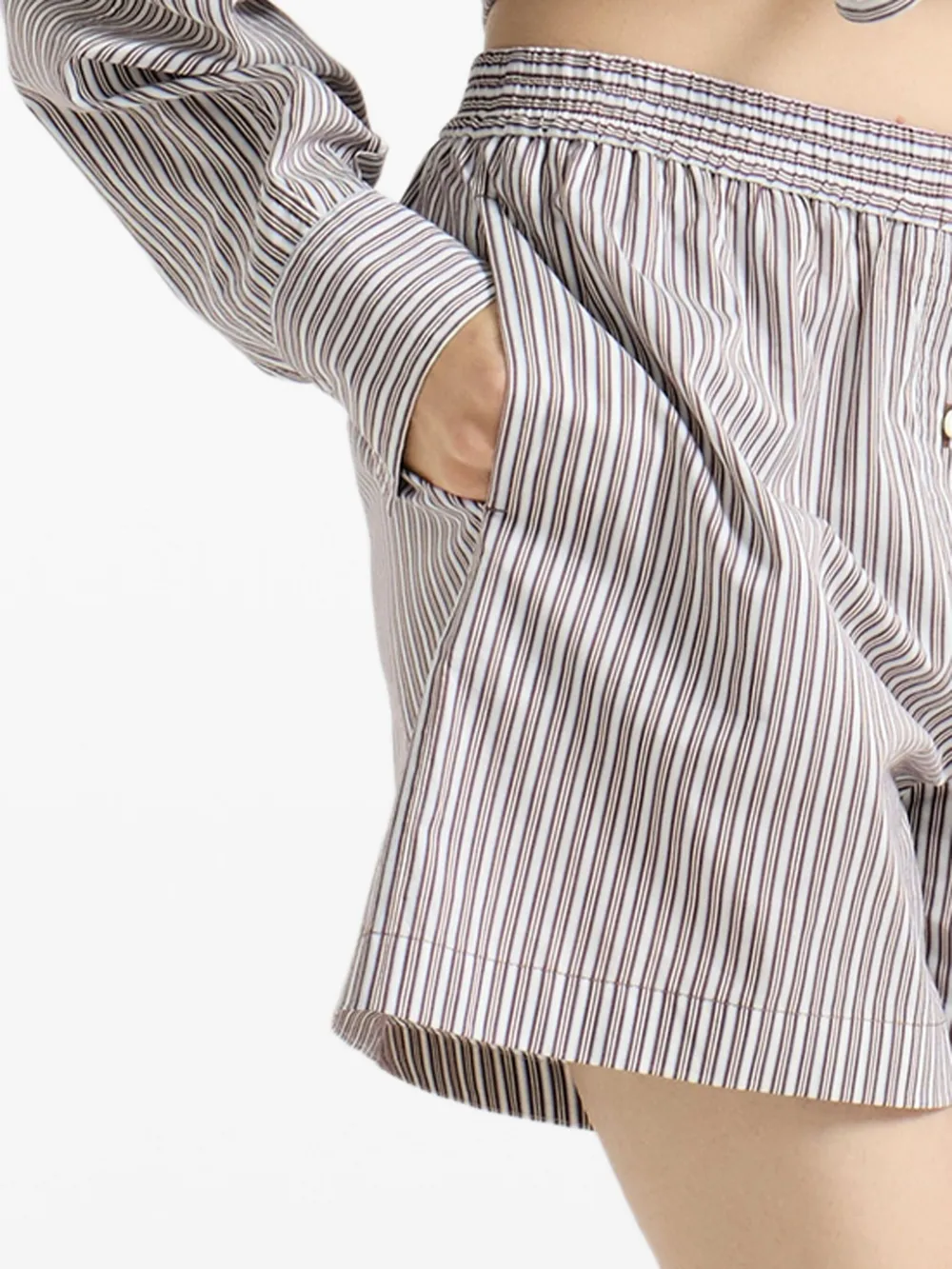 Brunello Cucinelli Gestreepte shorts met monilidetail Wit