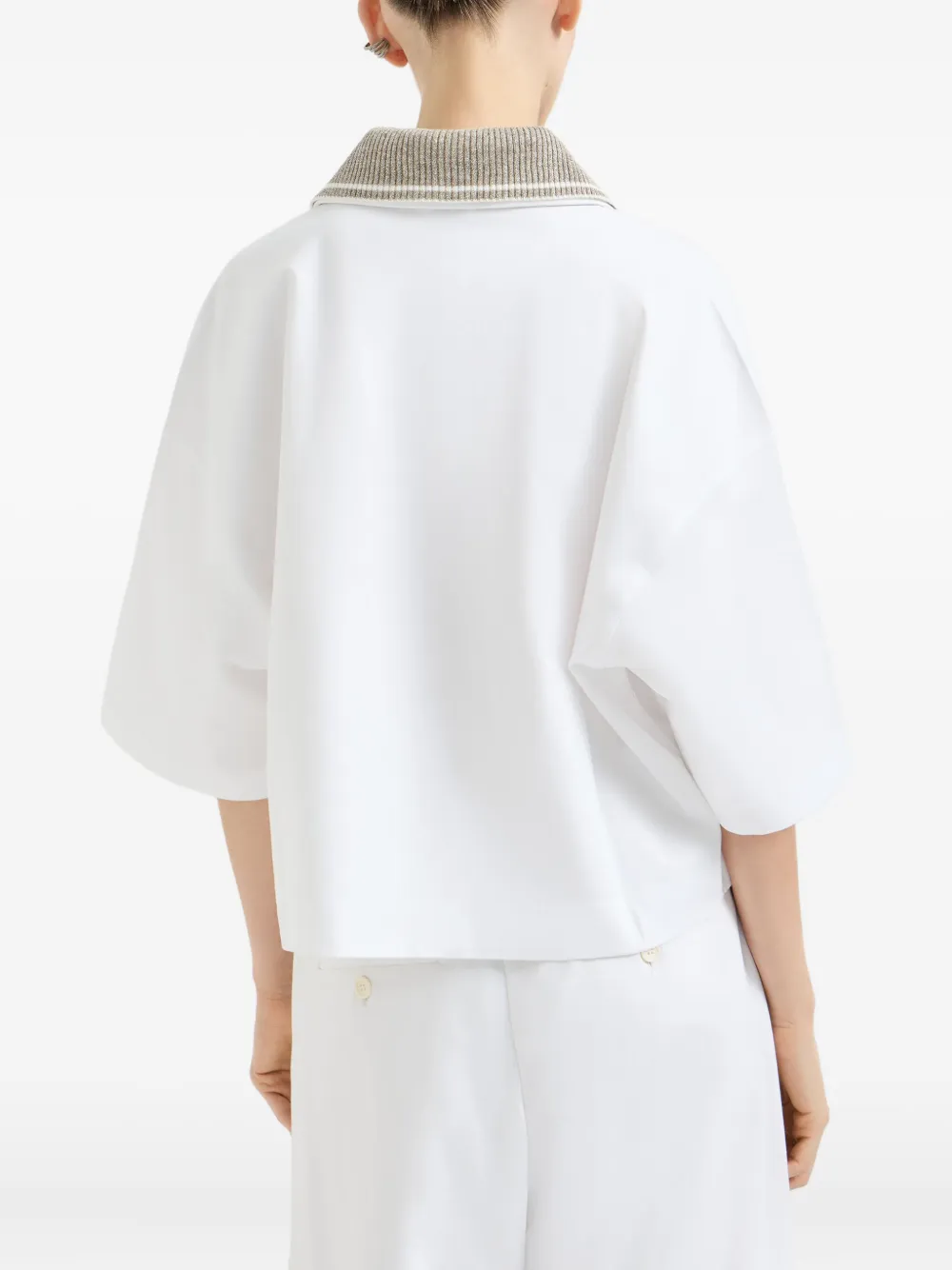 Brunello Cucinelli T-shirt met glitter kraag Wit