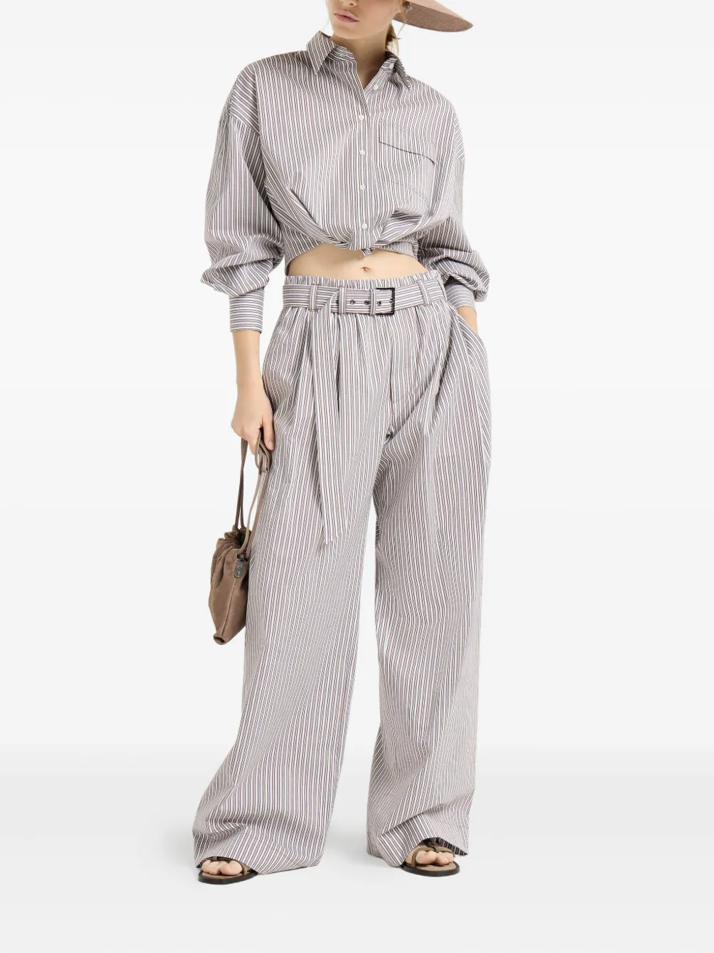 Brunello Cucinelli Gestreepte broek met ceintuur - Wit