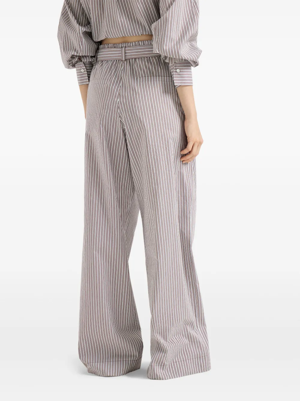 Brunello Cucinelli Gestreepte broek met ceintuur Wit