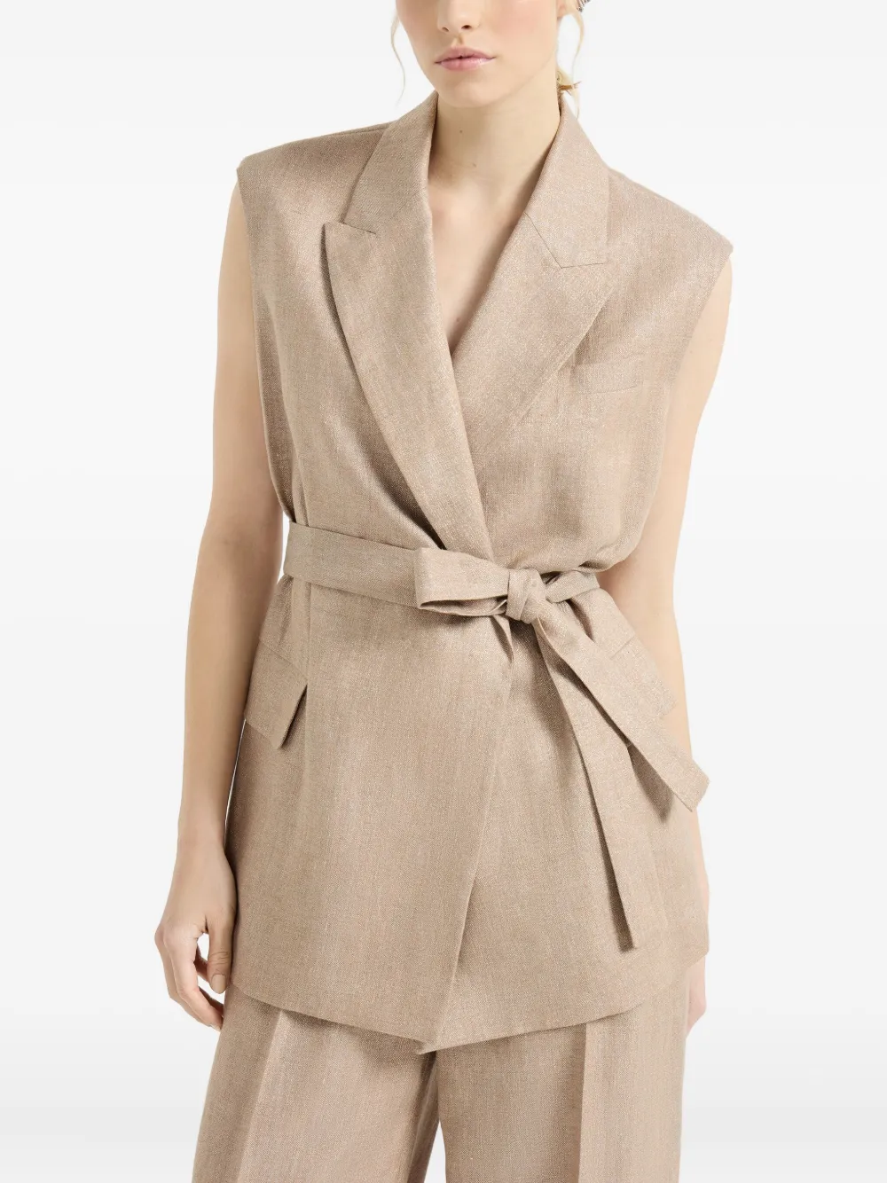 Brunello Cucinelli Jas met riem Beige