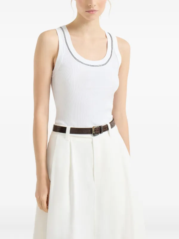 新品未使用　BRUNELLO CUCINELLI タンクトップ　フリンジ付き Brunello Cucinelli リブ タンクトップ | ホワイト | FARFETCH JP