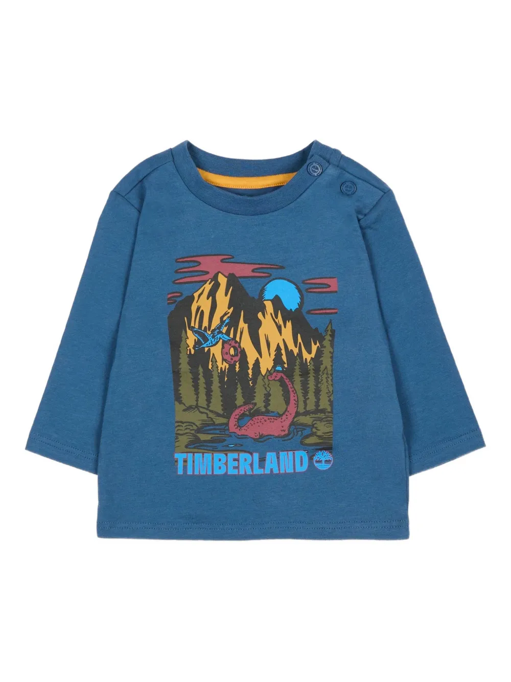 Timberland Long-sleeve Graphic-print T-shirt In Blue