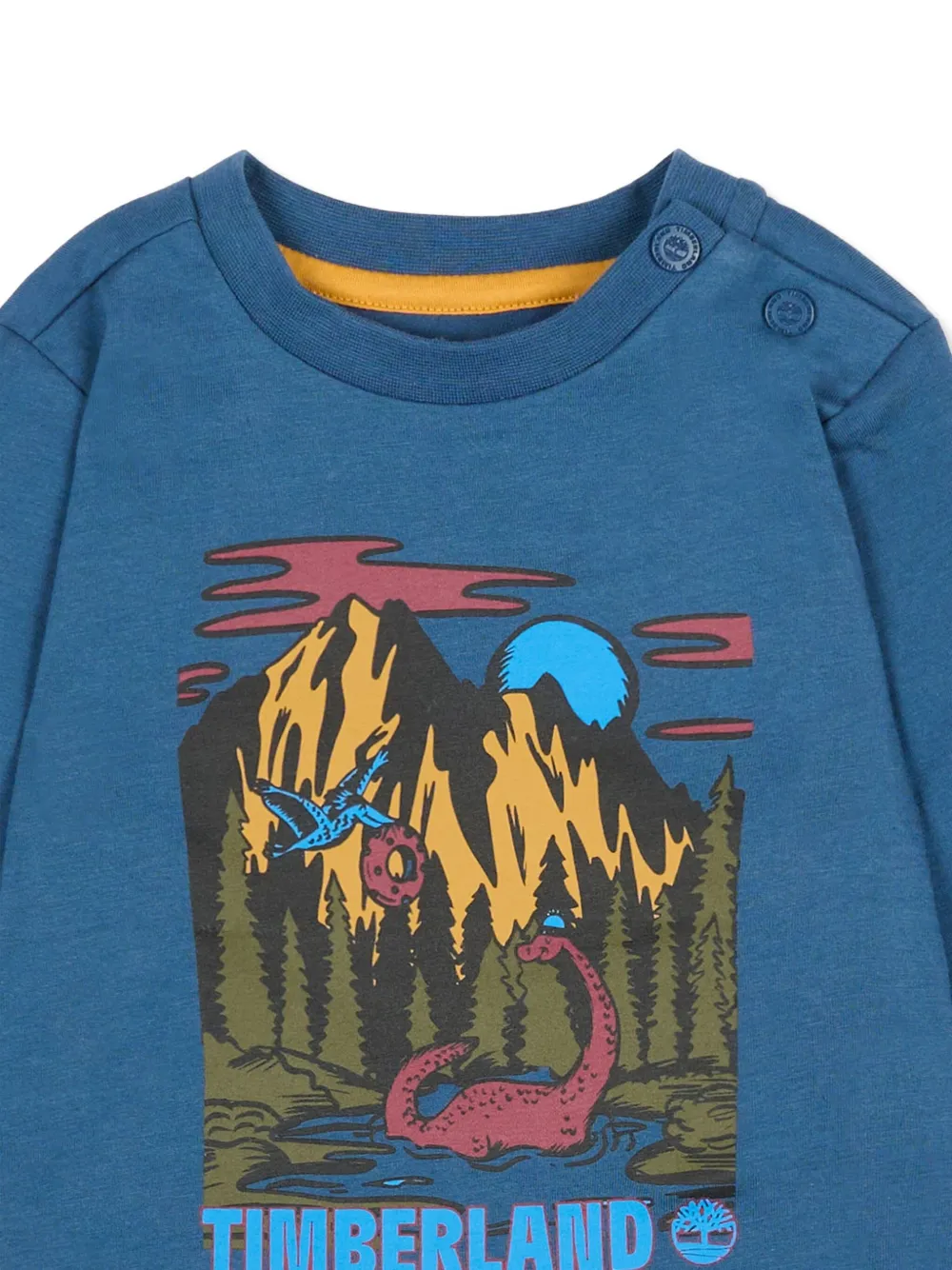 Timberland Long-sleeve Graphic-print T-shirt In Blue