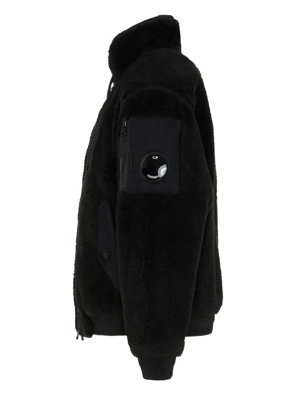 C.p. Company Zip-front Lens-detail Jacket In Black