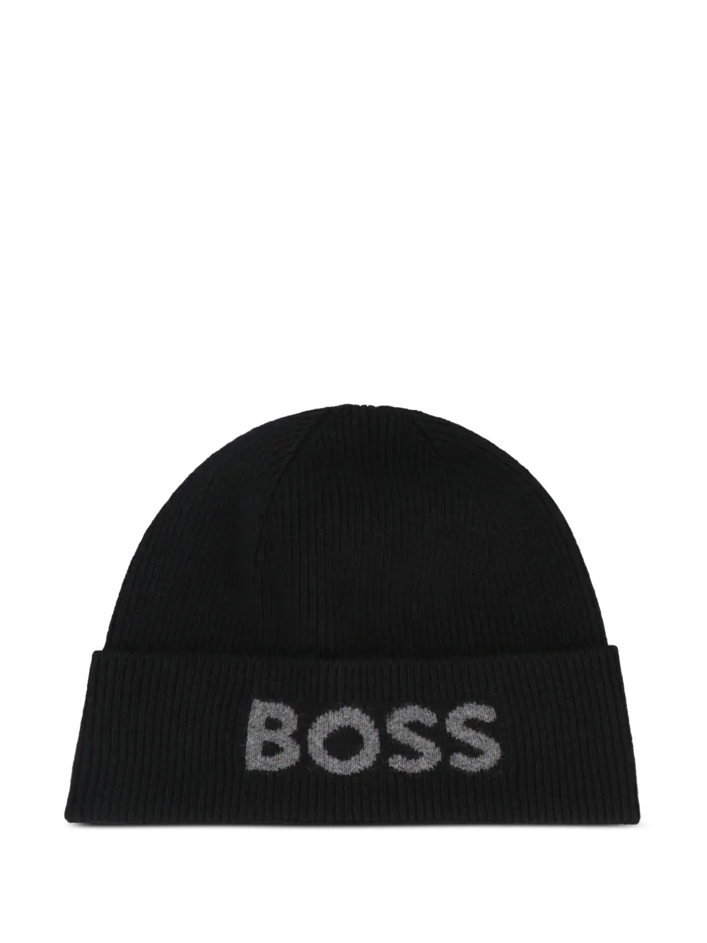 Hugo Boss Black Wool Blend Elios Beanie Hat In Black