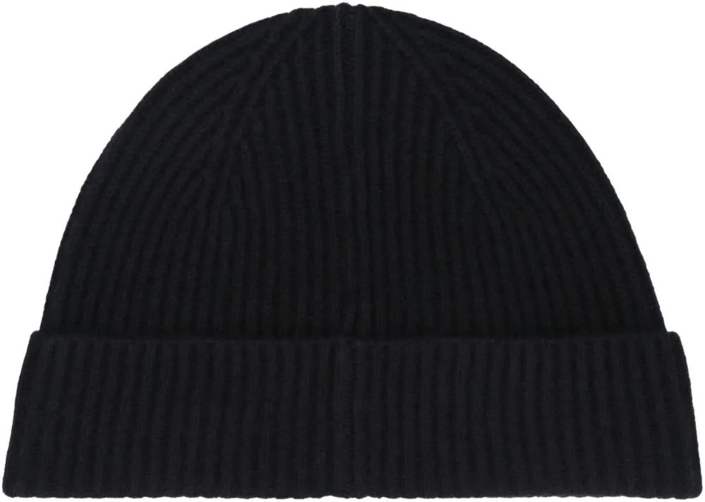 Hugo Boss Logo-patch Knitted Beanie Hat In Black