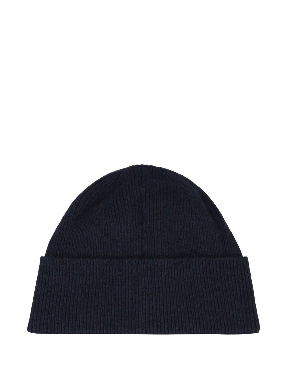 Hugo Boss Logo Knit Beanie Adjustable Cuff In Blue