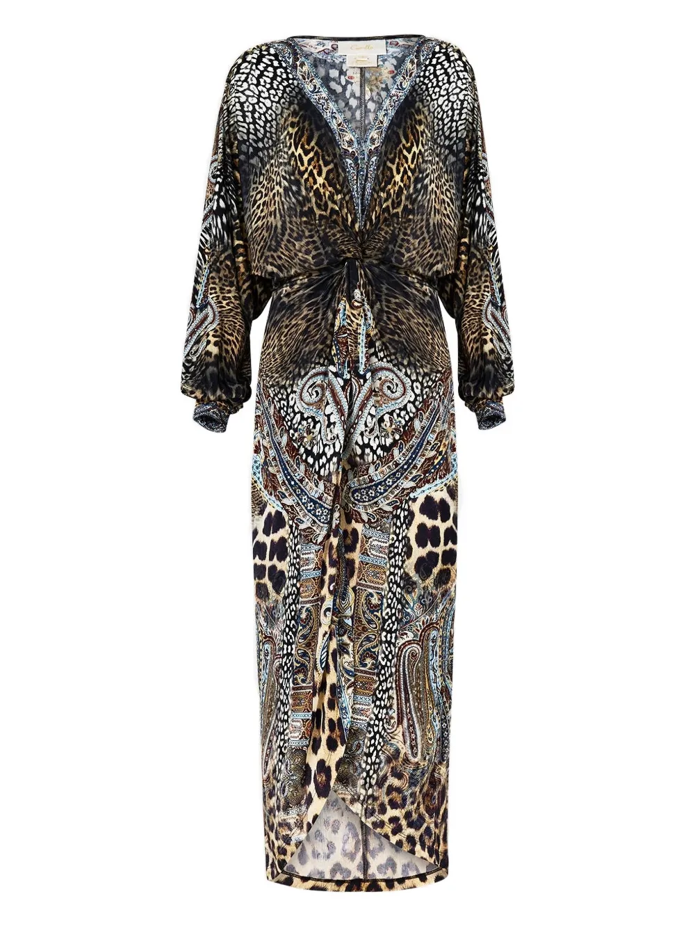 Camilla twist-front midi dress | Brown | Image 1