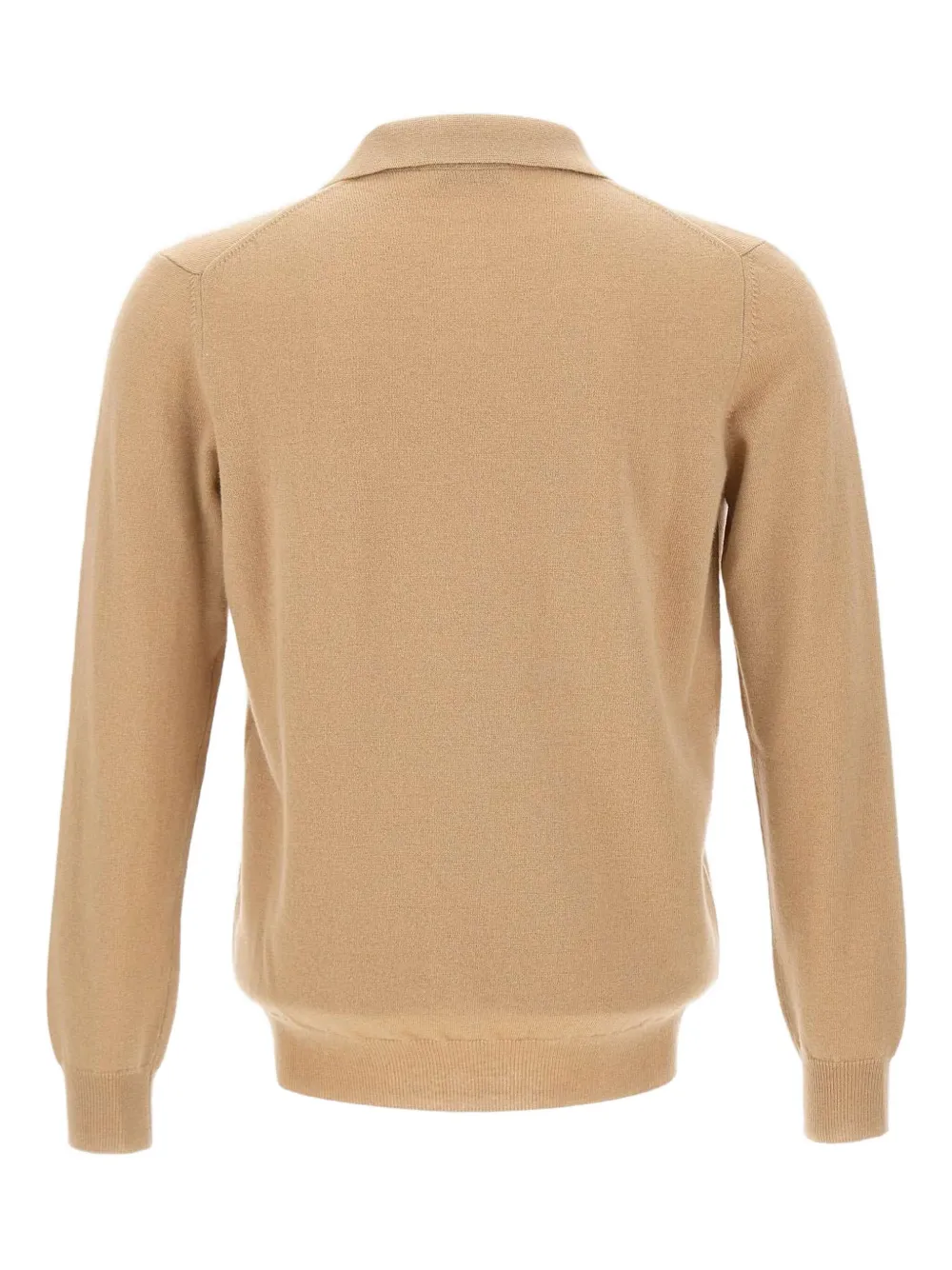Kangra Geribbelde pullover met Johnny-kraag - Beige