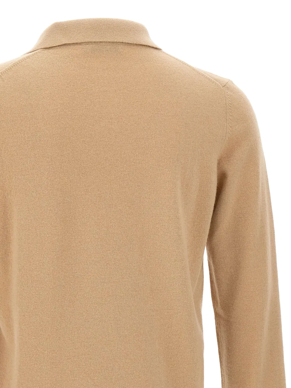 Kangra Geribbelde pullover met Johnny-kraag Beige