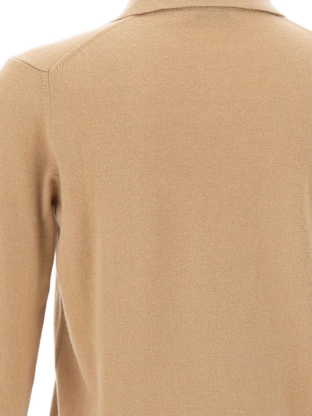 Kangra Geribbelde pullover met Johnny-kraag Beige