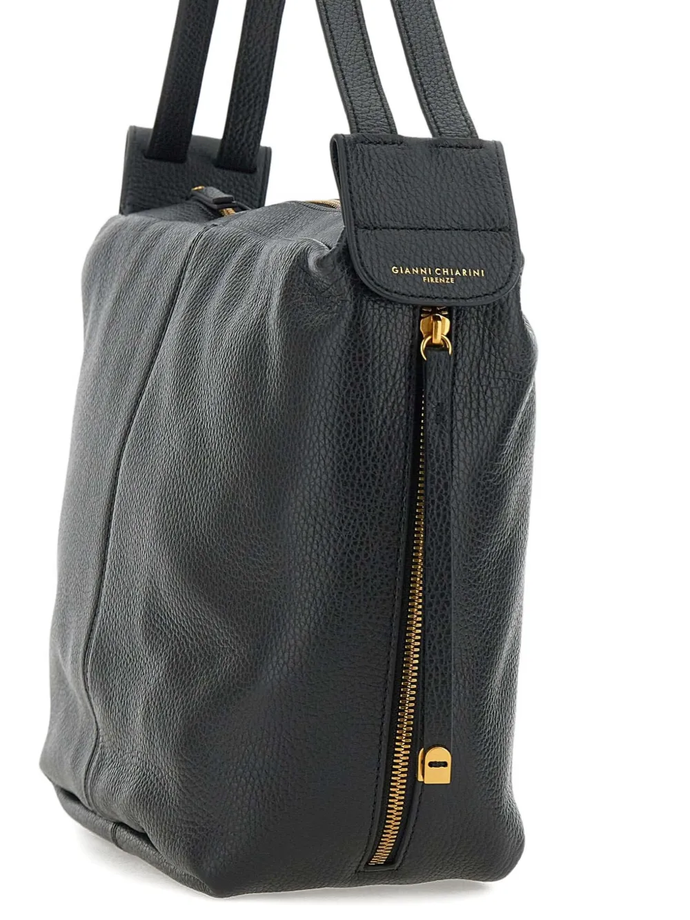 GIANNI CHIARINI Guia schoudertas van bewerkt leer Zwart