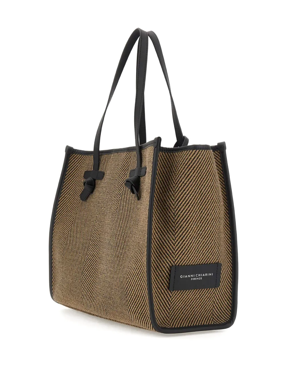 Marcella Club Large Marcella Herringbone Leather-trim Tote Bag In Neutral