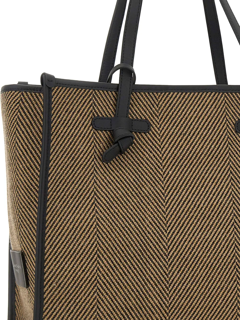 Marcella Club Large Marcella Herringbone Leather-trim Tote Bag In Neutral