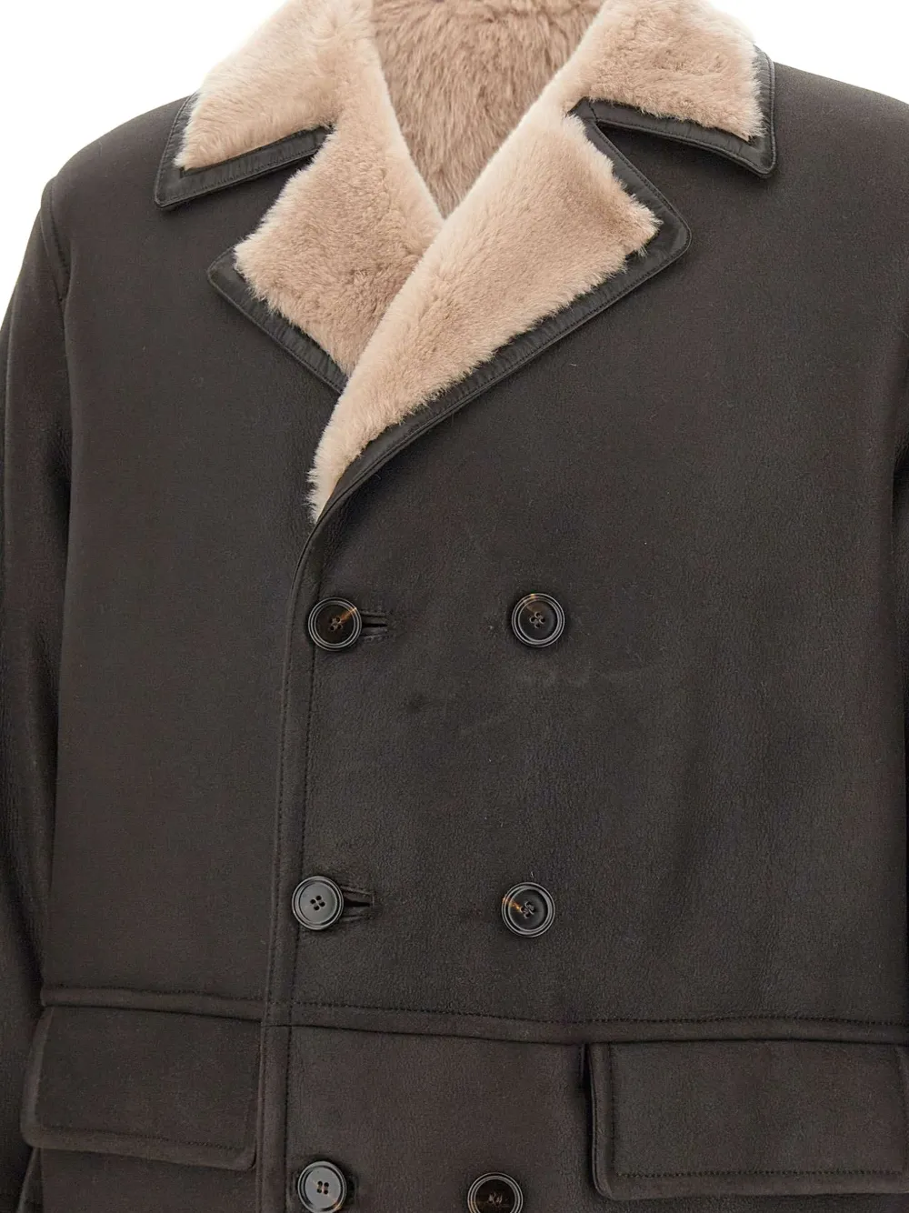 BOSS L-Mabano jack met bontkraag Bruin