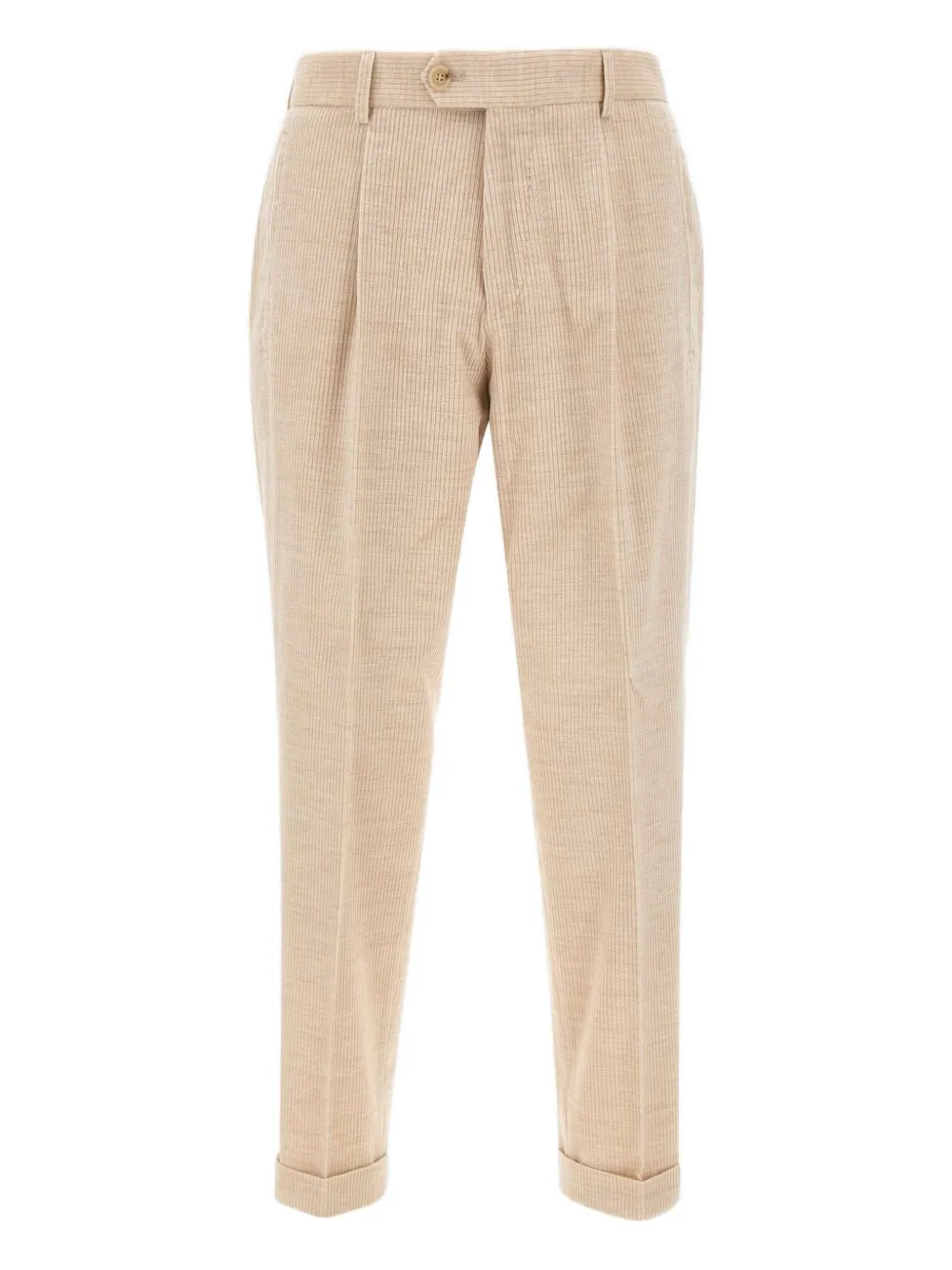 Hugo Boss Pleated Corduroy Trousers In Neutral