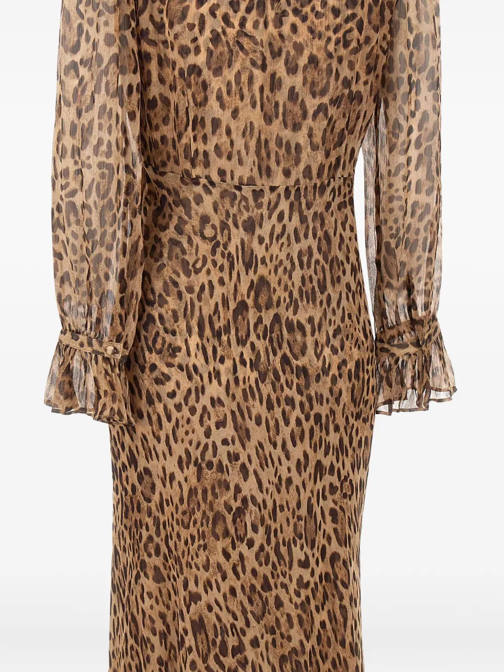 Rixo Grayce jurk met dierenprint en ruches Bruin