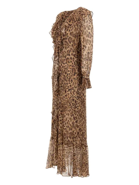 Rixo Grayce ruffled animal-print dress
