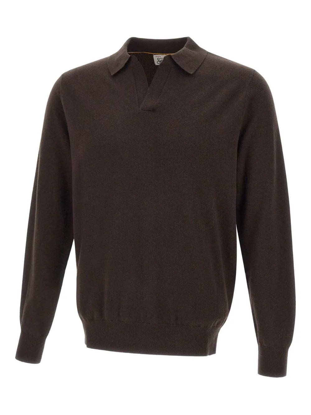 Mc2 Saint Barth Johnny-collar Ribbed Sweater In Brown