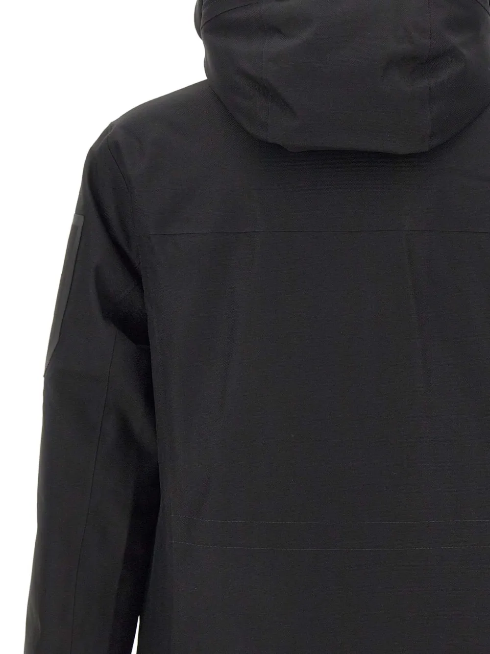 Hugo Boss Hexatech Drawstring Hooded Coat In Black