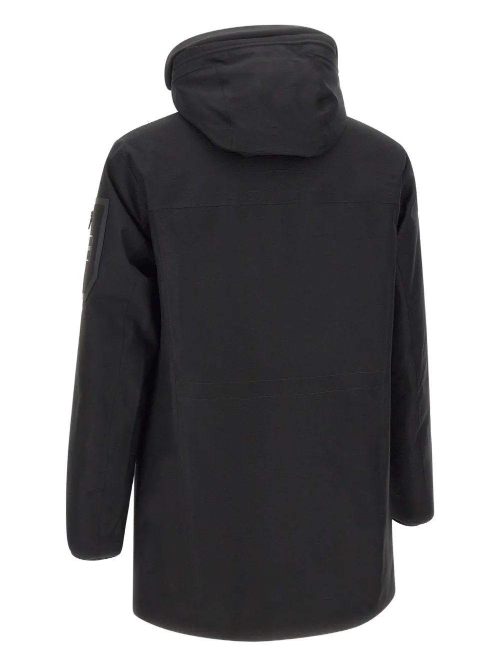 Hugo Boss Hexatech Drawstring Hooded Coat In Black