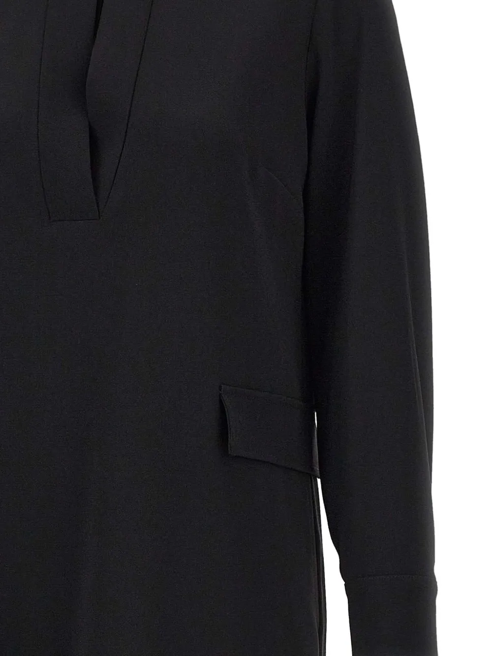 Elena Miro' Polo-collar Long-sleeves Midi Dress In Black