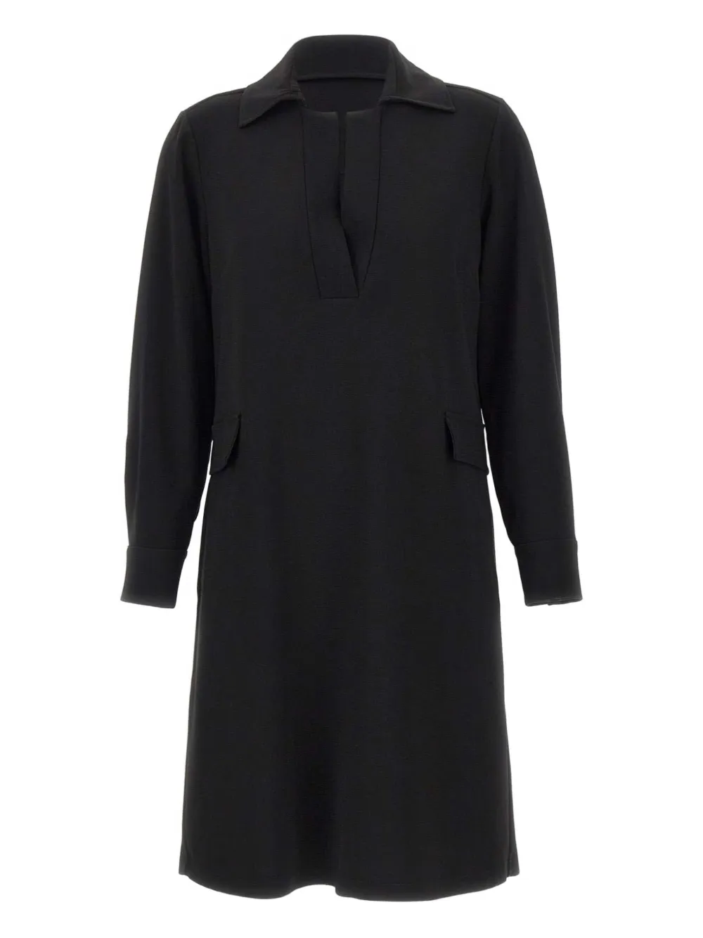 Elena Miro' Polo-collar Long-sleeves Midi Dress In Black