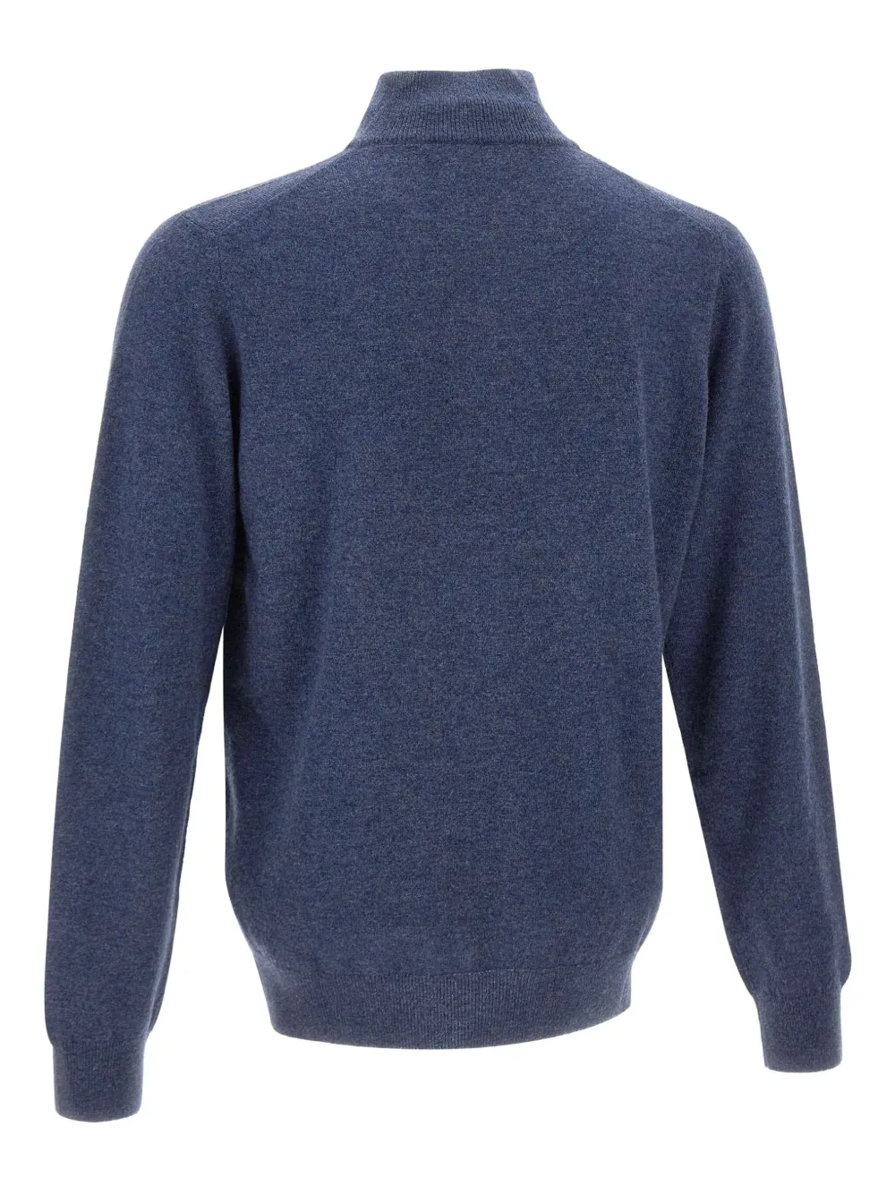 Della Ciana Trui met opstaande kraag en halve rits - Blauw