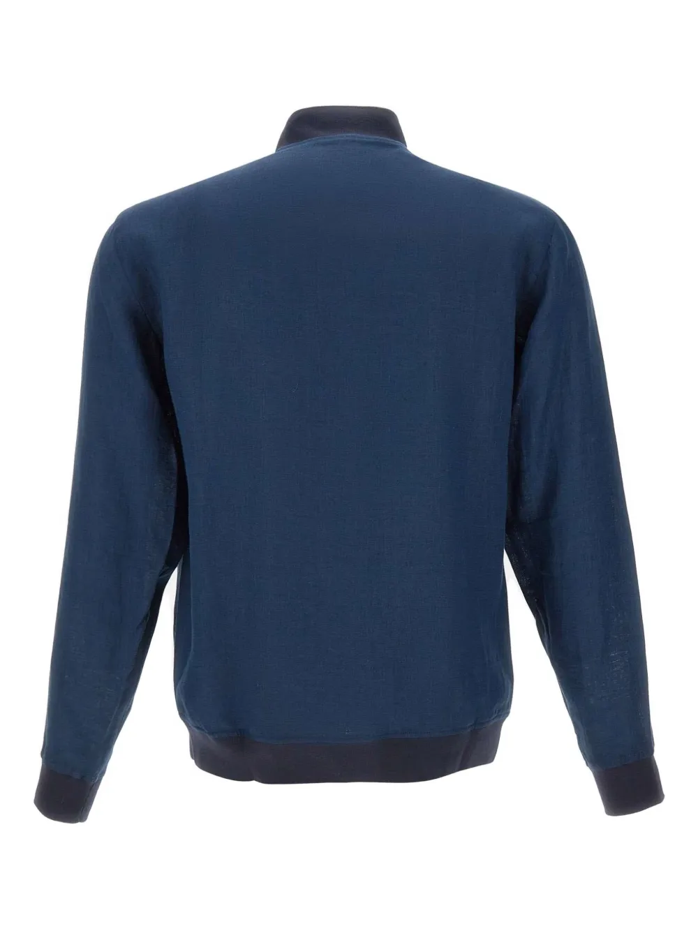 Kiton Zip-up Linen Jacket In Blue