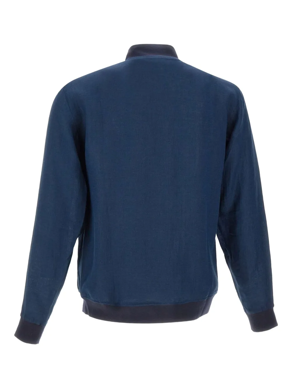 Kiton Zip-up Linen Jacket In Blue